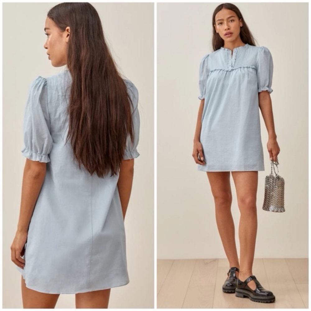 Reformation Folly Dress Poplin Parsian Blue Size Small